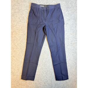 Ann Taylor Dress Pants Women's Size 6T Navy Flat Front Low rise 26.5in Inseam